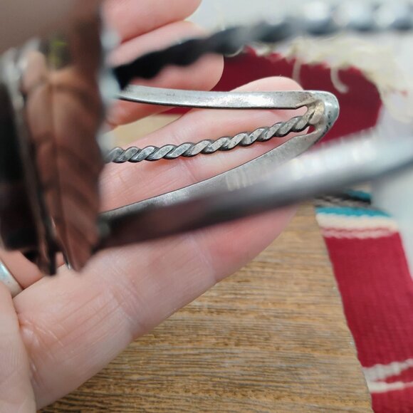Vtg Native Old Pawn Navajo Bisbee Turquoise Sterling Silver Cuff Bracelet - Picture 8 of 10